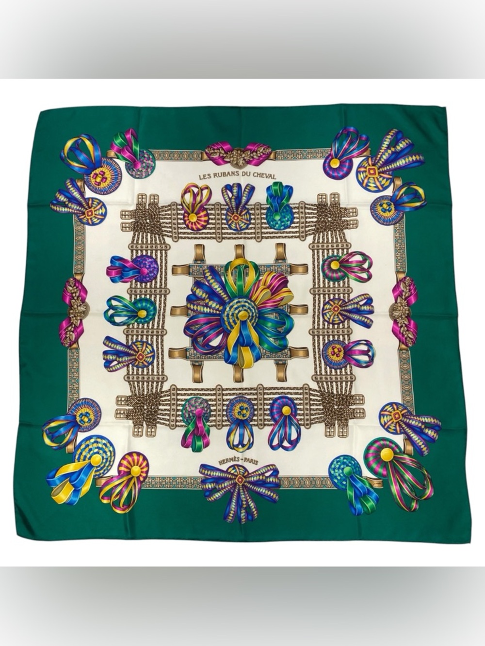 Hermes Silk Scarf Les Rubans Du Cheval Carre 90 Joachim Metz